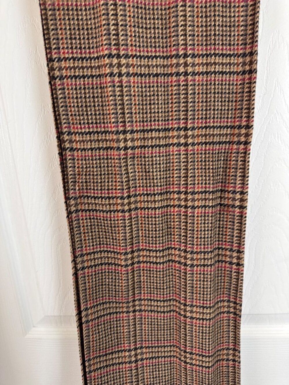 Evan Picone Wool Rectangle Women's Winter Plaid Scarf with Fringe Tan Black Red